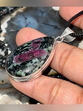 Dainty Ruby Zoisite Crystal Pendant 2”